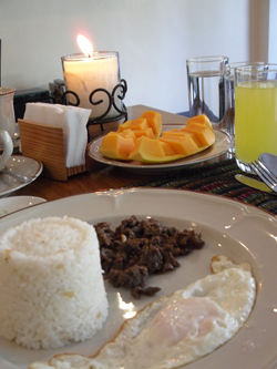 Breakfast tapsilog with candle light :D